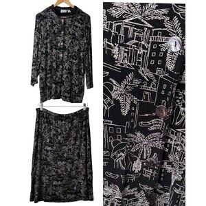 Vtg Chico’s Travelers 2Pc Slinky Jacket Skirt Set 3 (XL) Made USA Resort Travel